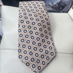 Source Unknown Beige and Black Geometric Circle Silk Tie